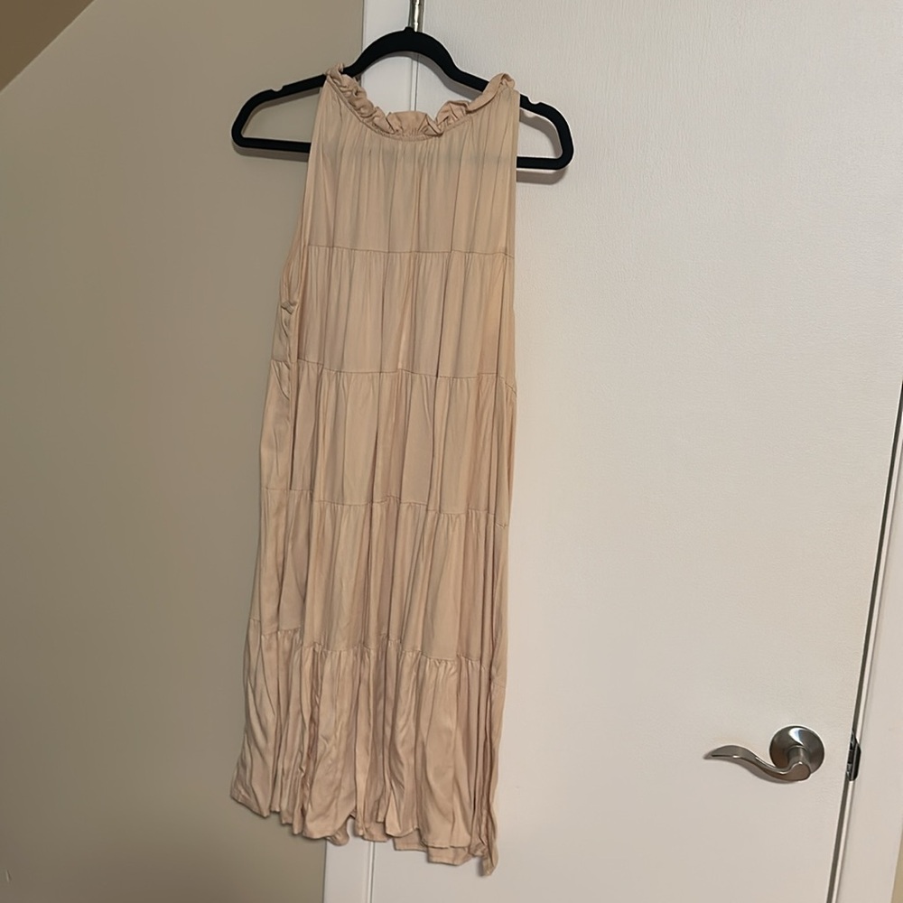 Cream Sleeveless Tiered Dress